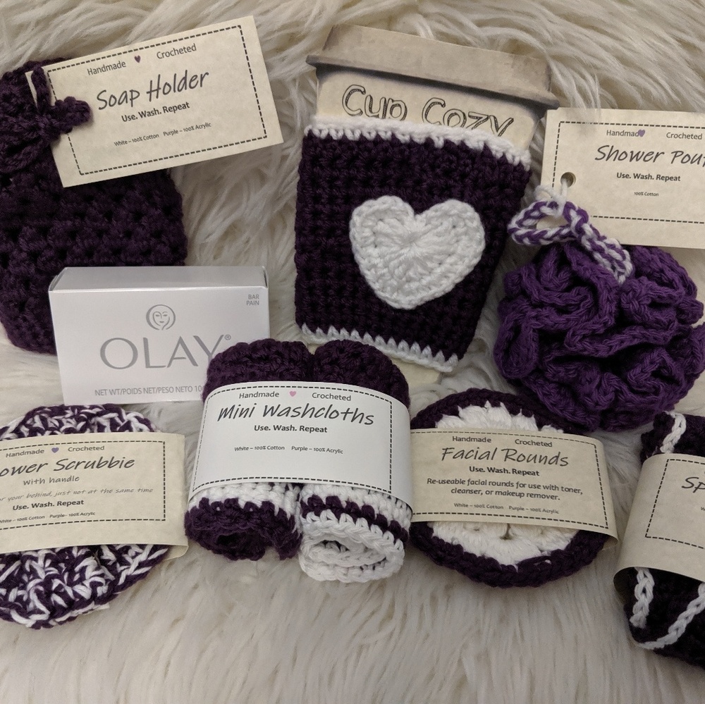 Handmade Crocheted 10pc Spa Set Purple